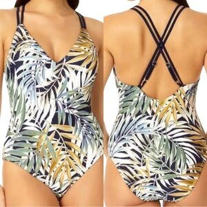 Hurley Cayman Palms One-Piece Tropical UPF 50+ Coverage Swimsuit Size XXL